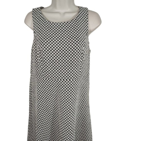 Ann Taylor Loft White Black A-line Dress Women Size 8 Sleeveless Work Career - Picture 2 of 6